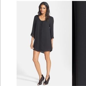 ASTR Lace Trim Shift Dress Black size Medium